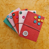 handmade paper diary with mirror and thread binding in red colour