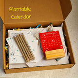 Plantable seed paper table calendar 2022 with wooden stand and office stationeries like letter head, Office envelope, Plantable Notepad, Plantable pen and pencils, Plantable Thank You Cards, Plantable Coasters in Eco-friendly packaging