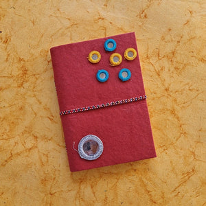 Designer Mirror Handmade Paper Diary with seed pen and seed pencil size 5"x7" - DEVRAAJ HANDMADE PAPER, PLANTABLE SEED PAPERS & PAPER PRODUCTS - Red