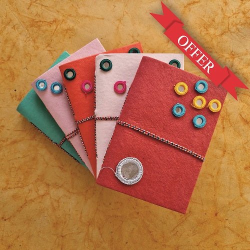 Designer Mirror Handmade Paper Diary with seed pen and seed pencil size 5