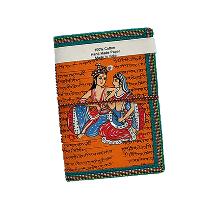 Diario Vintage Fatto A Mano Con Radha-Krishna - Quaderno Portatile Con Chiusura In Corda - 5