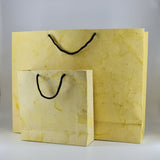 Eco - friendly Batik Textured Handmade Paper Bags Set of Two Size Bags ( 5 sets ) - DEVRAAJ HANDMADE PAPER, PLANTABLE SEED PAPERS & PAPER PRODUCTS - Yellow