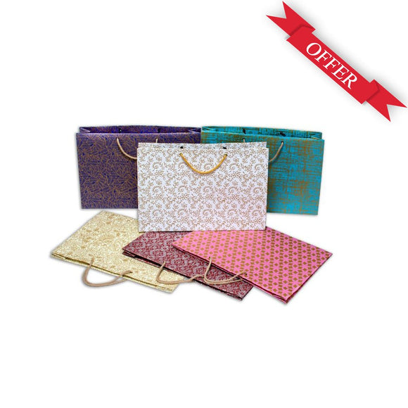 Eco - friendly Handmade Paper Bags Landscape orientation (Mix Colour) - DEVRAAJ HANDMADE PAPER, PLANTABLE SEED PAPERS & PAPER PRODUCTS - 10 bags