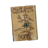 Leather finish Diary with engraved design with lock pattern with seed pen and seed pencil size 5"x7" - DEVRAAJ HANDMADE PAPER, PLANTABLE SEED PAPERS & PAPER PRODUCTS - Birds