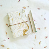 Marble Design Handmade Paper Notepad with Plantable Pen and Plantable Pencil - DEVRAAJ HANDMADE PAPER, PLANTABLE SEED PAPERS & PAPER PRODUCTS - White