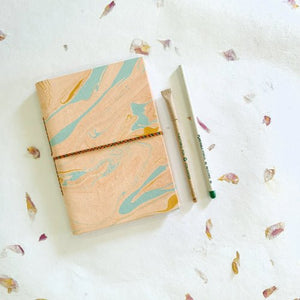 Marble Design Handmade Paper Notepad with Plantable Pen and Plantable Pencil - DEVRAAJ HANDMADE PAPER, PLANTABLE SEED PAPERS & PAPER PRODUCTS - Light Pink