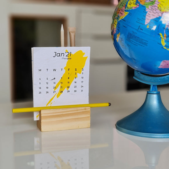 Plantable Seed Paper Desktop Calendars 2021 - DEVRAAJ HANDMADE PAPER, PLANTABLE SEED PAPERS & PAPER PRODUCTS - 