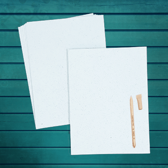 Threaded Handmade Paper Letter Heads Light Blue Colour - DEVRAAJ HANDMADE PAPER, PLANTABLE SEED PAPERS & PAPER PRODUCTS - Set of 50 sheets