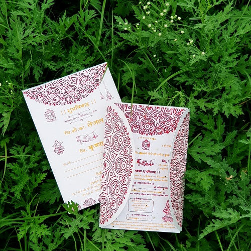 Eco Friendly plantable seed paper and cotton made handmade paper wedding invitation card