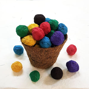 Plantable seed balls available in various colours filled in coconut coir pot