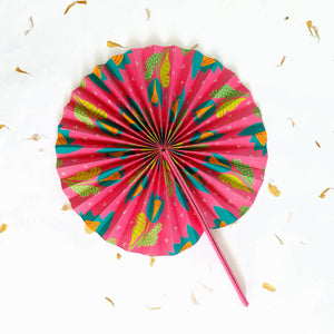 Hand fan made of handmade paper with magnets at handles