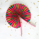 Hand fan made of screen printed paper