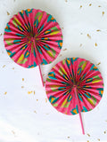 Round shape hand fan made of handmade paper and handmade paper board
