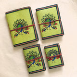 Peacock Design Handmade Paper Diary Set Of 4 different size with Seed Pens & Seed Pencils