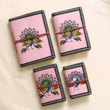 Peacock Design Handmade Paper Diary Set Of 4 different size with Seed Pens & Seed Pencils