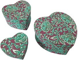 Heart shape Eco-Friendly handmade paper gift box in set of 3 boxes