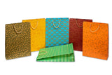 Eco-Friendly handmade paper vertical bags for wedding festival birthday shopping in mix colours with golden prints