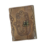 handmade paper executive diary with lock pattern in leather finish